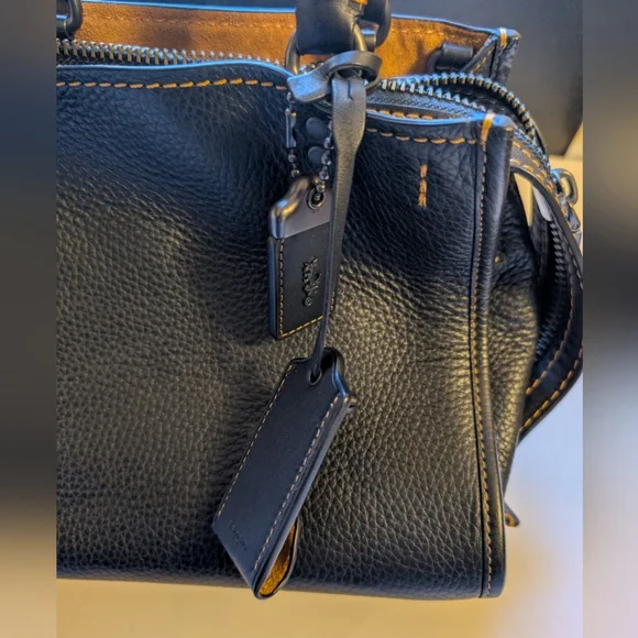 Coach Pebbled Black Leather Satchel - Picture 3 of 13